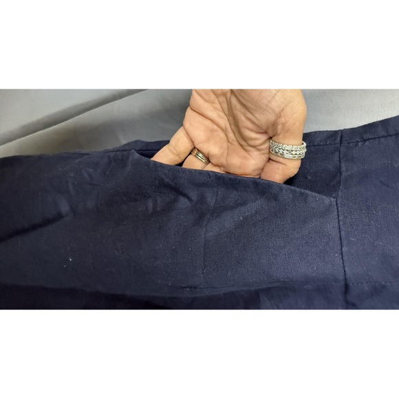 Tommy Hilfiger Dress Womens 6 Navy Blue Linen Blend Sleeveless Button Pockets - Picture 7 of 11